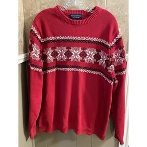 Roundtree & Yorke 100% Cotton Sweater Red Nordic Print Men's‎ Size 2X Big